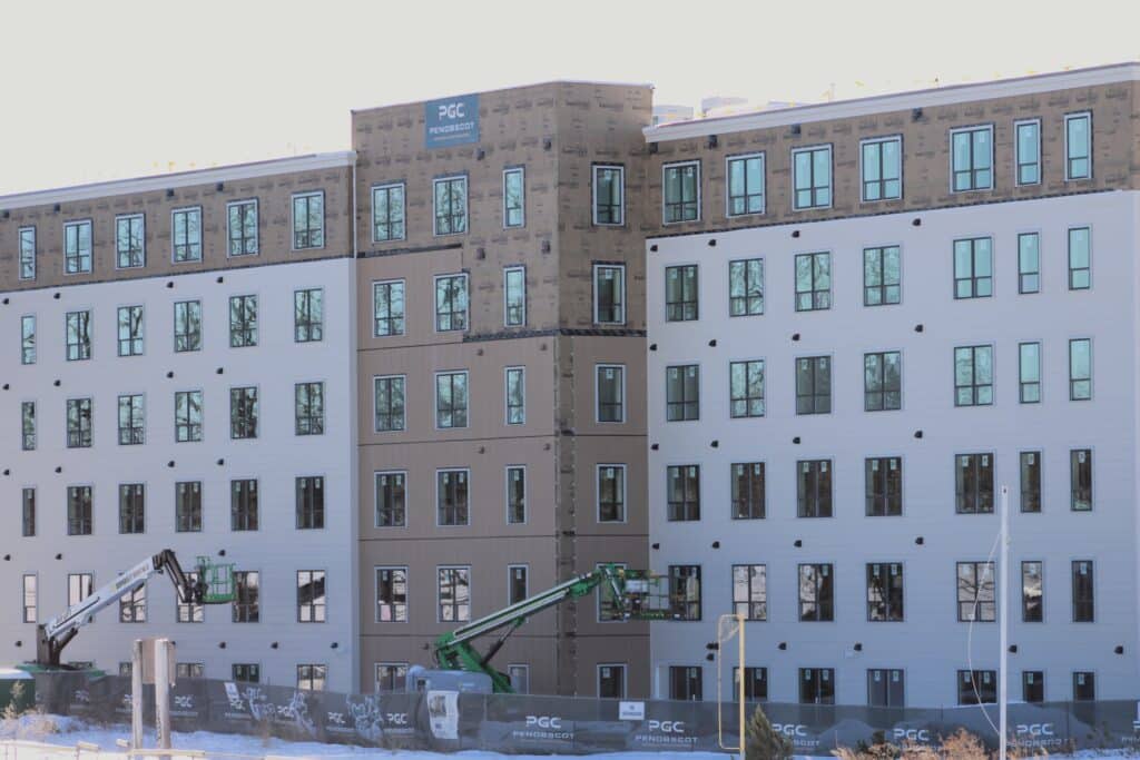 Back view of 45 Dougherty building with PGC signage.